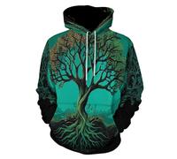 SMBHIAON Unisex Ilustración De Un Árbol Alto 3D Impreso Hoodies Hombre Mujer Sudaderas con Capucha con Bolsillos,Moda Invierno Manga Larga Pullover Deportes Sweatshirt