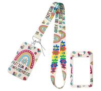 SMCEHEYA Cordón oculto para discapacidad para poner tarjetas de identificación de concienciación, TDAH, tarjetero, insignias de arcoíris, cordón para autismo para niños y adolescentes, correa para el