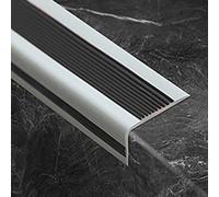 SMCMGECEUZ 3.3ft Vinyl Stair Nosing Stair Edge Protector, Rubber Stair Nosing Self Adhesive For Indoor Steps Non-Slip/scratch-resistant(Black gray,4ft/1.2m)