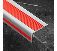 SMCMGECEUZ 3.3ft Vinyl Stair Nosing Stair Edge Protector, Rubber Stair Nosing Self Adhesive For Indoor Steps Non-Slip/scratch-resistant(Red gray,3.3ft/1m)