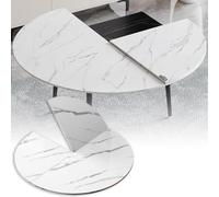 SMCMGECEUZ 4-Plegable Tablero De Mesa Redondo Plegable 120-180cm Extensor De Mesa Redonda Plegables Sin Patas Solo Tablero para Banquetes De Catering(Stone Pattern,170cm/67in)