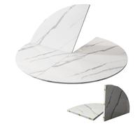 SMCMGECEUZ Extensor De Superficie Plegable De 4 Pliegues 120-180cm Tablero De Madera Redondo Sin Patas Que Ahorra Espacio para Interior Exterior(Stone Pattern,160cm/63in)