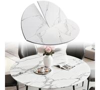 SMCMGECEUZ Tablero De Mesa Redondo Plegable De 4 Pliegues 120 130 150 160 180cm Tablero Redonda Plegable De Madera Grande Superficie De Mesa Portátiles(Stone Pattern,150cm/59in)