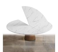 SMCMGECEUZ Tablero De Mesa Redondo Plegable De Madera 120 130 140 150 180cm Extensor De Mesa Portátil Sin Patas Que Ahorra Espacio para Reuniones Familiares(Stone Pattern,180cm/71in)