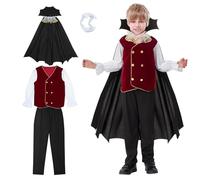 Smdbzda Disfraz de Vampiros para Halloween, Disfraces de Vampiro Infantil, Disfrazs de Conde Drácula para Niño, Disfraz de Vampiro Niño Gótico, Ideal para Carnaval y Fiestas (K)