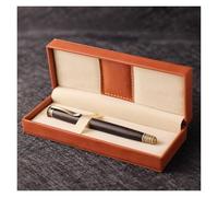 SMDLG Multiusos Plumas de madera con caja de cuero, juego de pluma estilográfica de 0,5mm, flujo de tinta constante for diario, oficina y escuela portátil(Noir)