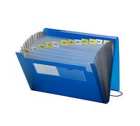 Smead Archivo expandible de poliéster, 12 bolsillos, cierre de solapa y cordón, tamaño carta, azul (70876)