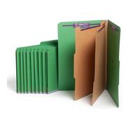 Smead Carpetas de archivo de tamaño legal con cierres SafeSHIELD, 2 divisores, expansión de 2 pulgadas, carpetas de oficina, soporte de papel, verde, 10 por caja (19033)