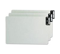 Smead Guías de archivo de tablero prensado 100% recicladas, pestaña de metal vertical (A-Z), tamaño legal extra ancho, gris/verde, juego de 25 (63276)