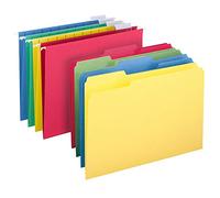 Smead Juego de carpetas colgantes para archivos, tamaño carta, juego de 24 carpetas colgantes y 24 carpetas de archivos con pestañas superiores, colores surtidos (rojo, amarillo, azul, verde)