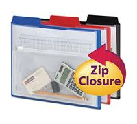 Smead Organizador de proyectos de polietileno con bolsa con cremallera, pestaña de corte de 1/3, expansión de 1/2 pulgada, tamaño carta, colores surtidos, 3 por paquete (89614)