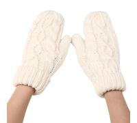SMED Manoplas en forma de diamante para mujer guantes de punto de lana y terciopelo gruesos y modernos para calentar los dedos blancos talla única