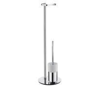 Smedbo FK312P - Portarrollos de Papel higiénico con Cepillo, Cromo Pulido/Porcelana