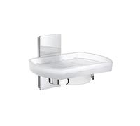 Smedbo Soporte con jabonera de Cristal, Cromo Pulido ZK342 Piscina, Plata, 9,4 x 12,3 x 13,5 cm