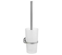 SMEDBO Toilet Brush Wallmount, Brushed Chrome HS333 Soporte y escobilla de Inodoro montado en la Pared, Vidrio, Plateado/Blanco