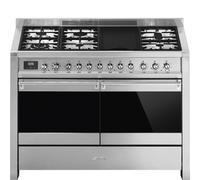 Smeg A4-81 - Cocina de Gas Natural 6 Zonas 2 Hornos Eléctricos Inox