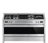 Smeg A5-81 cocina Cocina independiente Combi Negro, Acero inoxidable