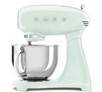 Smeg, Amasadora planetaria Full Color SMF0PGREU, 10 niveles de velocidad, función suave Start y Steady Mix, cuenco de 4,8 L, bloque motor, 3 látigos y gancho amasador, 800 W, verde pastel