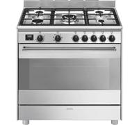Smeg BG91X2 Cocina Instalación libre | Clase energética 5 quemadores gas, doble horno eléctrico, diseño profesional
