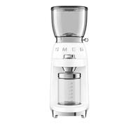Smeg CGF01WHUK - Molinillo de café, construcción de aluminio, estilo retro de los años 50, 8 ajustes de programa y 3 grados de molienda, color blanco
