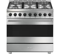 SMEG COCINA 90CM B91GMX2 HORNO TERMOVENTILADO ACERO INOXIDABLE 6 FUEGOS A GAS