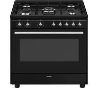 SMEG CX91GMBL Cocina Clásica 90 cm Negra Tipo Gas Con Horno Eléctrico Vapor