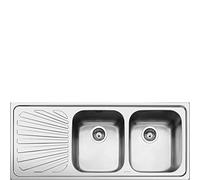 Smeg - Fregadero Inox Smeg Sp116S, 2 Senos, Escurridor, Orientacion Izquierda, Mueble 116Cm, Orificio Griferia