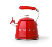 SMEG Hervidor silbante para estufa, estilo retro de los años 50, 2.3 litros (10 tazas/2.4 cuartos de galón) tetera de acero inoxidable con diseño icónico y silbato, pieza de declaración de cocina