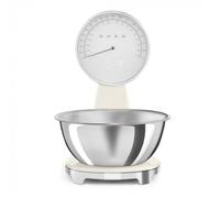 Smeg, báscula de cocina digital y analógica KSF01PBWW, cuenco extraíble de acero inoxidable de 1,8 L, cuatro unidades de medición g/ml y lb.oz/fl.oz, con función tara, capacidad máxima de 5 kg, crema