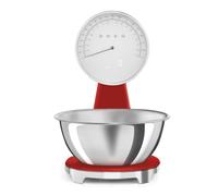 Smeg KSF01RDWW - Báscula de Cocina Analógica y Digital 50's Style 5 Kg Pantalla LCD Roja