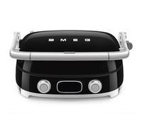 Smeg, MGF01BLEU, parrilla eléctrica multifunción 3 en 1, negro | Función de entrada (SEAR), 3 modos de cocción, programas predefinidos para paninis, gofres y hamburguesas, 4 placas incluidas
