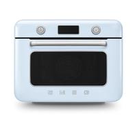 Smeg, Mini Horno Combinado COF01PBEU, 10 Funciones de Cocina, 33 Recetas Automáticas, Depósito Desmontable, Cocción al Vapor, Función de Descalcificación, Potencia 1800W, Azul Azur