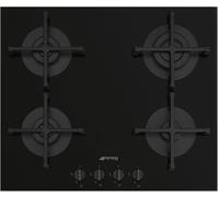 SMEG PV264B Cocina De Gas 60CM 4 Fuegos Alta Calidad Diseño De Vidrio Negro