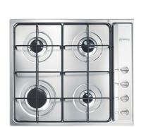Smeg S64S Placa de gas Encastrado | Clase energética N/A | 4 quemadores gas, parrillas de hierro fundido, encendido electrónico