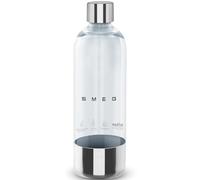 Smeg SKB01 - Botella de agua de plástico reutilizable, capacidad de 1 litro, transparente con base y tapa de acero inoxidable, SKB01