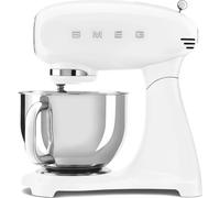 Smeg, Amasadora planetaria Full Color SMF05WHEU, 10 niveles de velocidad, función suave y mezcla, cuenco de 4,8 L, bloque motor, 3 látigos y gancho amasador, 800 W, blanco