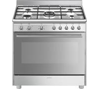 Smeg SX91GM - Cocina con Placa de Gas Natural y Horno Eléctrico de 115 Litros Estética Clásica Inox