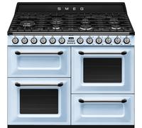 Smeg TR4110AZ - Cocina Eléctrica con Placa de Gas Natural 7 Fuegos Vapor Clean Azul