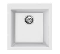 Smeg VZ45B Fregadero Granito Blanco, 1 cubeta de 40 cm, Instalación Sobre Encimera