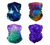 SMEHCF 4 pañuelos multiusos para mujeres y hombres diadema pasamontañas pelo cabeza bufanda cara media máscara cuello polainas transpirable lavable universo nebulosa galaxia constelación