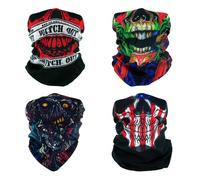 SMEHCF 4 Skull Zombie Headband Bandana Pasamontañas Half Face Mask Shield Head Hair Bufanda Neck Gaiter Hat Multiusos Para Mujeres Hombres Transpirable Reutilizable Lavable Rojo Negro