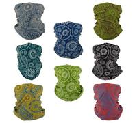 SMEHCF 8 pañuelos multiusos para mujeres y hombres diadema pasamontañas pañuelo cabeza cara media máscara polainas para el cuello transpirable lavable negro amarillo rojo azul verde flor de anacardo