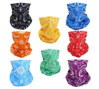 SMEHCF 8 pañuelos multiusos para mujeres y hombres diadema pasamontañas pañuelo cabeza cara media máscara polainas para el cuello transpirable lavable azul rojo naranja verde amarillo flor de anacardo