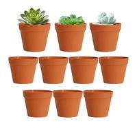 SMELEYOU 10 Mini macetas pequeñas con Drenaje de plástico Grueso para suculentas, Hierbas, plántulas, decoración del hogar (Naranja)
