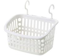 SMELEYOU Cesta de Ducha Colgante de 9x7x5 Pulgadas, Carrito de Ducha Colgante ventilado con Drenaje y Colgador, Organizador de PP Blanco Liso y Resistente para baño