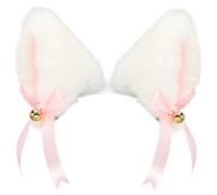 SMELEYOU Clips de orejas de gato blanco Clip de felpa en orejas de animales para el cabello Accesorio lindo para cosplay lolita y fiestas temáticas