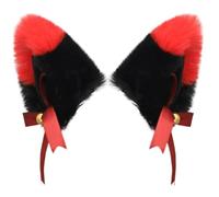 SMELEYOU Clips de orejas de gato rojo Clip de felpa en orejas de animales para el cabello lindo accesorio para cosplay lolita y fiestas temáticas