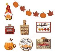 SMELEYOU Decoraciones de otoño con Tema de Calabaza de Madera, Juego de Decoraciones de Bandeja escalonada para centros de Mesa, Granja, Acción de Gracias, Estilo Festivo 2