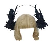 SMELEYOU Diadema de ángel con ala de halos corona de ángel ajustable para sesiones de fotos de mujeres eventos de disfraces (22-24 pulgadas) negro