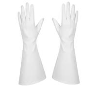 SMELEYOU Guantes Gauntlet Guantes blancos de cuero PU de 15 pulgadas de largo con manga dramática para cosplay y fiestas de disfraces